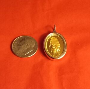 Gold Pig Oval Pendant